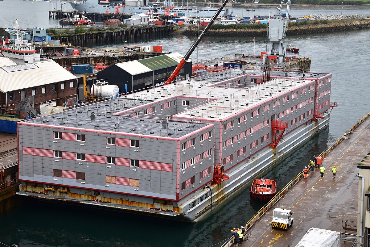 Bibby Stockholm in Falmouth Docks, 2023